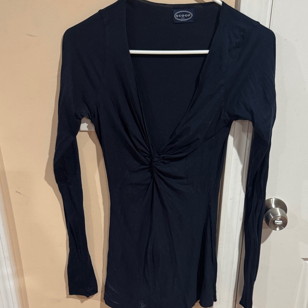 Scoop NYC Black V-Neck Blouse